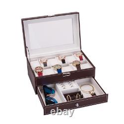 Ktaxon High-End Watch Display Cases 12 Slot Luxury Premium Storage Box Brown