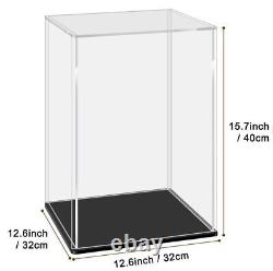 LANSCOERY Clear Acrylic Display Case, Vertical Display Box Stand 32x32x40cm