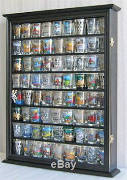 LARGE, 72 Shot Glass Display Case Shadow Box, Cabinet Mirror Back, SC13