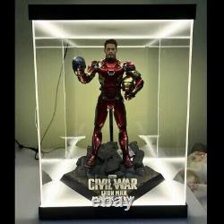 LED Acrylic Display Case Box Fit For Hot Toys Iron man Action Figure