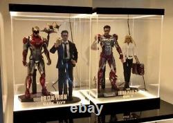 LED Acrylic Display Case Box Fit For Hot Toys Iron man Action Figure