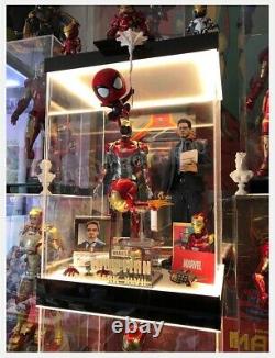 LED Acrylic Display Case Box Fit For Hot Toys Iron man Action Figure