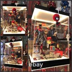 LED Acrylic Display Case Box Fit For Hot Toys Iron man Action Figure