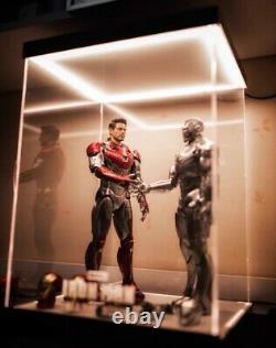 LED Acrylic Display Case Box Fit For Hot Toys Iron man Action Figure