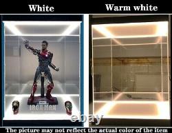 LED Acrylic Display Case Box Fit For Hot Toys Iron man Action Figure