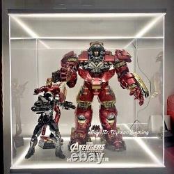LED Acrylic Display Case Box For Hot Toys 1/6 Iron man MK44 Hulkbuster USB power