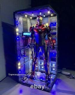 LED Display Case Box For Hot Toys Iron Man 1/6 1/9 Sixth Ninth Scale Figure Aset