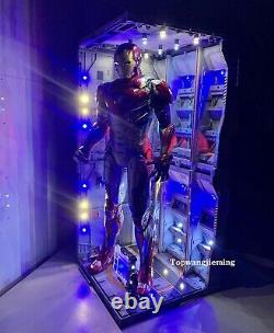 LED Display Case Box For Hot Toys Iron Man 1/6 1/9 Sixth Ninth Scale Figure Aset