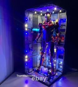 LED Display Case Box For Hot Toys Iron Man 1/6 1/9 Sixth Ninth Scale Figure Aset