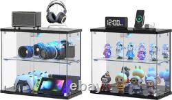 LED Glass Display Case with Lights & Sensor 2-Tier Cabinet for Collectibles