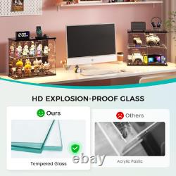 LED Glass Display Case with Lights & Sensor 2-Tier Cabinet for Collectibles