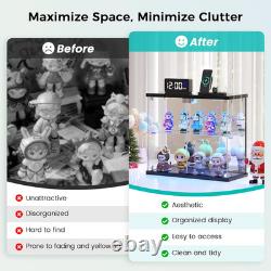 LED Glass Display Case with Lights & Sensor 2-Tier Cabinet for Collectibles