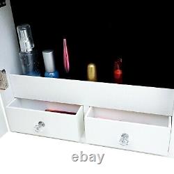 LED Jewelry Armoire Organizer Wall/Door Mounted Jewelry Cabinet Full Mirror US