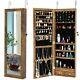 LED Jewelry Cabinet Jewelry Armoire Organizer Wall/Door Mounted Full Mirror US