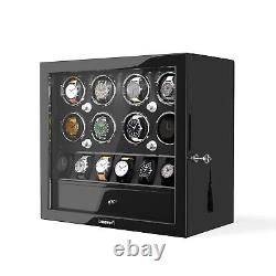 LED Light Automatic Watch Winder Box Display Storage Case With Jewellery Drawer