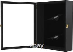 LED Shoe Display Case with Lock, Wall Mount, 2 Shelves, UV Protection