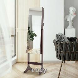 LED Stand Jewelry Cabinet Jewelry Armoire WithFull-Length Mirror Standing Lockable