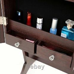LED Stand Jewelry Cabinet Jewelry Armoire WithFull-Length Mirror Standing Lockable