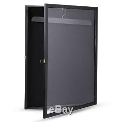 LOCKABLE Football Baseball Basketball Jersey Display Case Shadow Box, Black