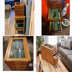 LUXURY Wood Knife Display Case Vintage Style Showcase Cabinet Collection Box