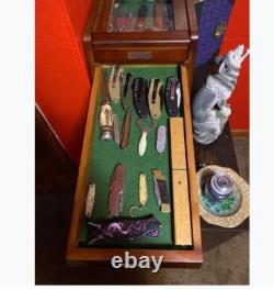LUXURY Wood Knife Display Case Vintage Style Showcase Cabinet Collection Box