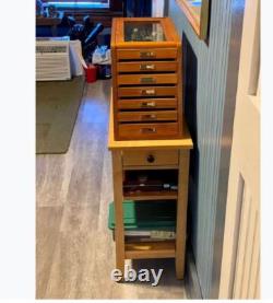 LUXURY Wood Knife Display Case Vintage Style Showcase Cabinet Collection Box
