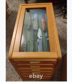 LUXURY Wood Knife Display Case Vintage Style Showcase Cabinet Collection Box