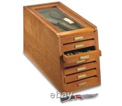 LUXURY Wood Knife Display Case Vintage Style Showcase Cabinet Wrist Watch Box