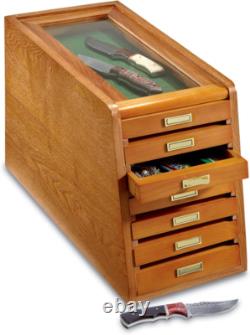 LUXURY Wood Knife Display Case Vintage Style Showcase Cabinet Wrist Watch Box