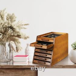 LUXURY Wood Knife Display Case Vintage Style Showcase Cabinet Wrist Watch Box US
