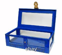 Lapis Lazuli Gemstone Glass and brass jewellery Box display case Afghanistan N/A