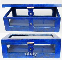 Lapis Lazuli Gemstone Glass and brass jewellery Box display case Afghanistan N/A