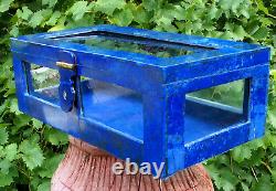 Lapis Lazuli Gemstone Glass and brass jewellery Box display case Afghanistan N/A