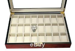 Large 24 Watch Storage Wood Display Chest Box Display Wooden Case Cabinet