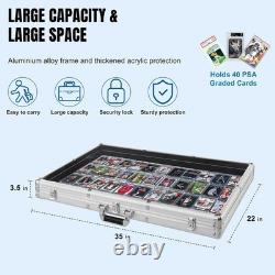 Large 34x22 Silver Aluminum Trading Card Display Case Lockable Professional