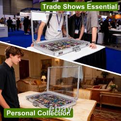 Large 34x22 Silver Aluminum Trading Card Display Case Lockable Professional