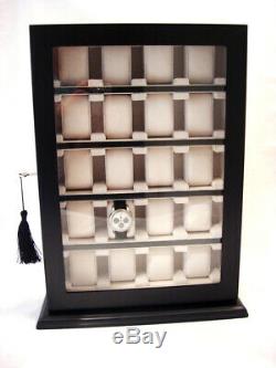 Large 5 10 15 20 Wrist Watch Storage Cabinet Chest Box Display Wooden Case Black