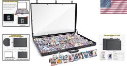 Large Aluminum Display Case 34x22 Locking Showcase for Trading Cards, Black