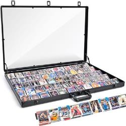 Large Aluminum Display Case 34x22 Locking Showcase for Trading Cards, Black