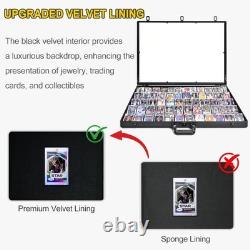 Large Aluminum Display Case 34x22 Locking Showcase for Trading Cards, Black