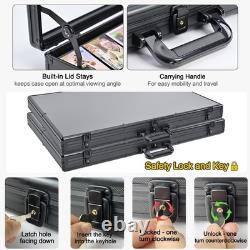 Large Aluminum Display Case 34x22 Locking Showcase for Trading Cards, Black