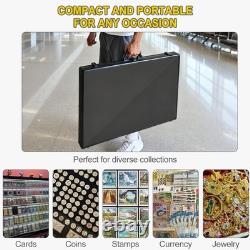 Large Aluminum Display Case 34x22 Locking Showcase for Trading Cards, Black