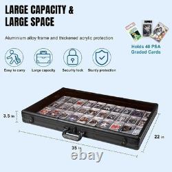 Large Black Cards Trade Show Display Case, Portable Aluminum Trading and Grad