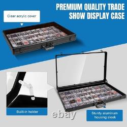 Large Black Cards Trade Show Display Case, Portable Aluminum Trading and Grad