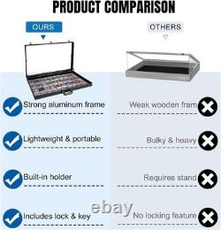 Large Black Cards Trade Show Display Case, Portable Aluminum Trading and Grad