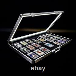 Large Lockable Aluminum Display Case with LED Lights for Trading Cards