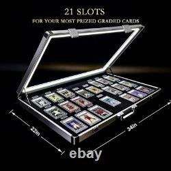 Large Lockable Aluminum Display Case with LED Lights for Trading Cards