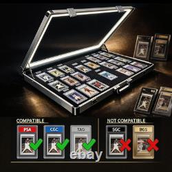 Large Lockable Aluminum Display Case with LED Lights for Trading Cards