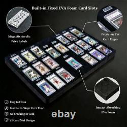 Large Lockable Aluminum Display Case with LED Lights for Trading Cards