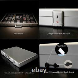 Large Lockable Aluminum Display Case with LED Lights for Trading Cards